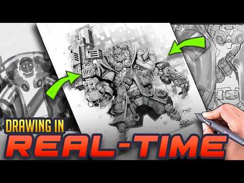 Designing MECHA HELLBOY (REAL-TIME DRAWING X2)