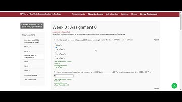 Answers of Week 0 "Fiber Optic Communication Technology" NPTEL Course