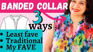 Sew a GREAT LOOKING Banded Collar 3 ways! You'll LOVE sewing your next SHIRT \/ BLOUSE.