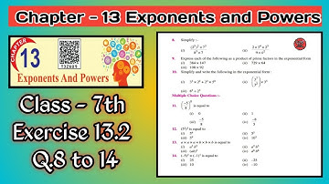 Q.8 to 14 | Class 7th | Ex 13.2 |Chapter 13 | Exponents and Powers  | Math | PSEB |