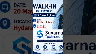 🚶♂️ Suvarna Technosoft Walk-In Drive 2026 | Software Engineer Jobs in Hyderabad | Freshers Eligible