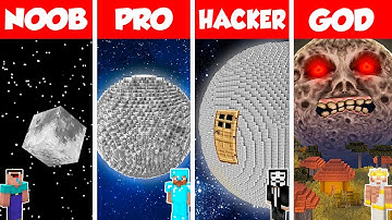 Minecraft Battle: NOOB vs PRO vs HACKER vs GOD: MOON PLANET HOUSE BASE BUILD CHALLENGE / Animation