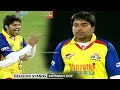 Actor arya super excited with mirchi shivas amazing delivery to dismiss karnataka batsman in ccl