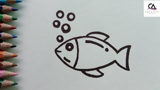 Learn How To Draw A Fish Easy Steps For Kids || Drawing Tutorial for Kids || #viral