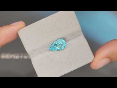 Rare neon blue Brazilian Paraiba tourmaline in pear cut 2.59 carats Video  № 3