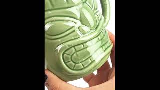 Caneca Tiki Mug Maori 450ml Cerâmica Verde Bartender Store