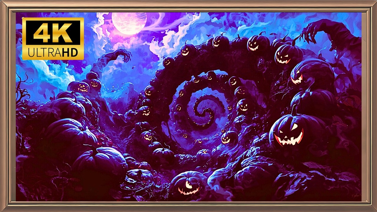 Spiral of Shadow Pumpkins | Frame TV Art for Protection & Energy Flow [4K UHD]