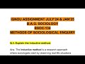SOLVED BSOC-134 IGNOU ASSIGNMENT JULY’24 & JAN’25 METHODS OF SOCIOLOGICAL ENQUIRY Inductive method
