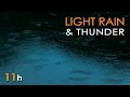Light rain  thunder   relaxing ambient nature sounds  11 hours  relax sleep study meditate