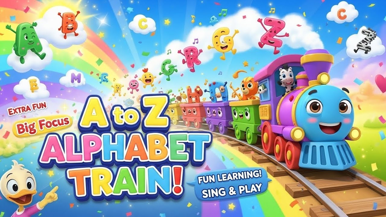 Train🚆Adventure Alphabet | Fun Learning A to Z for Kids | Duck Family Kids🥳”