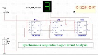 7 Segment Display. Loop-3,5,0,6,7;  IC-74LS112N  By NI Multisim. NCEPU. Digital E. Experiments(HW-4)