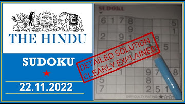 How to Solve 1 Star Hindu  Sudoku Nov 22,  2022 -  Step By Step Solution