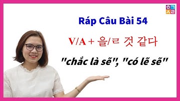 Ráp Câu Tiếng Hàn Bài 54: Cách ghép và nói câu "chắc là sẽ", "có lẽ sẽ" [V/A + 을/ㄹ 것 같다]