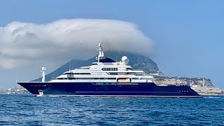 OCTOPUS, 126.2m Lurssen Built Explorer Yacht docking in Gibraltar