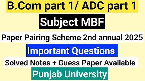 B.com part 1 money Banking and Finance  Important questions 2nd annual exam 2025 Punjab University