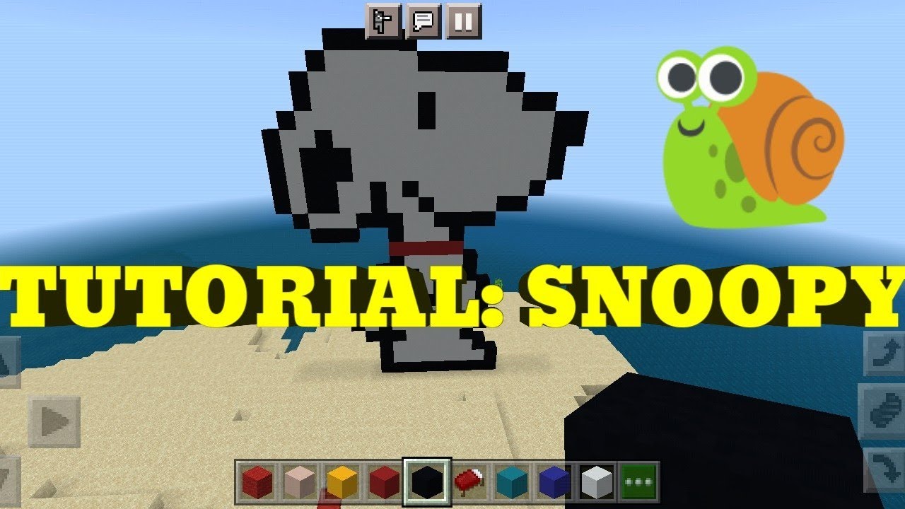 Snoopy pero en minecraft fácil//como hacer en minecraft un pixelart ...