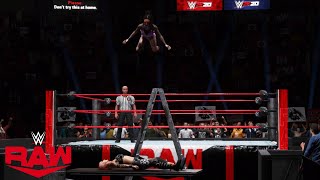 WWE 2K20 RAW NAYVEE PUTS RUBY SOHO THROUGH A TABLE BY LEAPING OF A LADDER