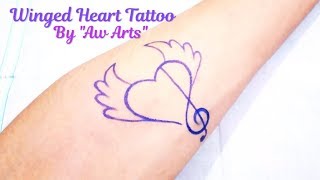 Beautiful heart tattoo with wings | simple heart and wings tattoo