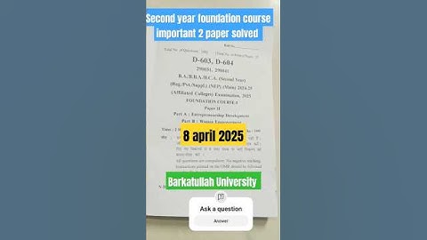ba second year foundation course paper solved entrepreneurship development. barkatullah University.