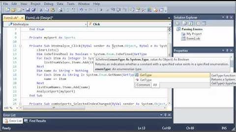 Visual Basic Tutorial - 74 - IsDefined In Enumerations