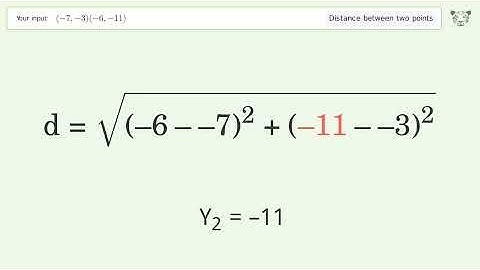 Find the distance between two points p1 (-7,-3) and p2 (-6,-11): Step-by-Step Video Solution