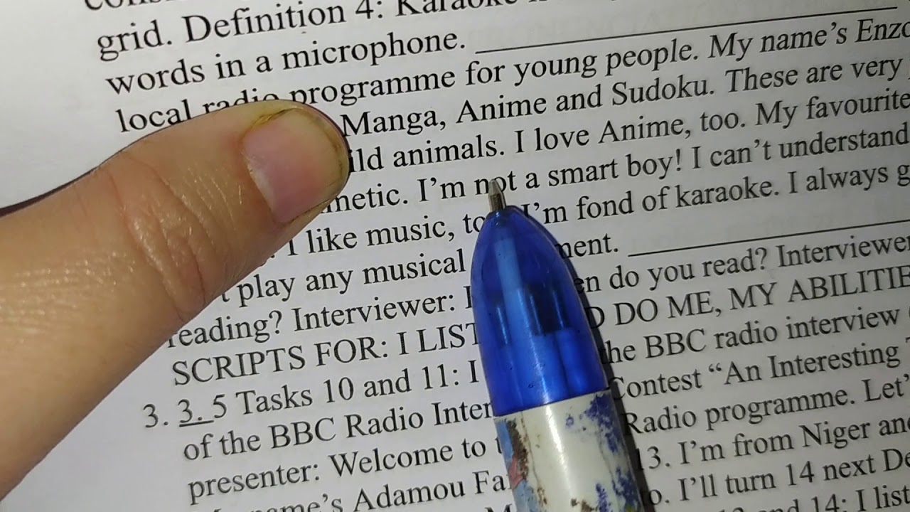 الانجليزية الثالثة متوسط listening scripts task 4 page11