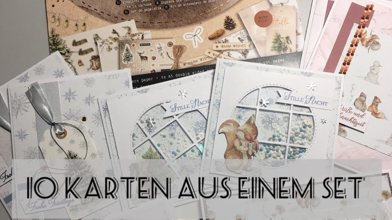 10 Karten aus einem Paper craft Set von Action - YouTube