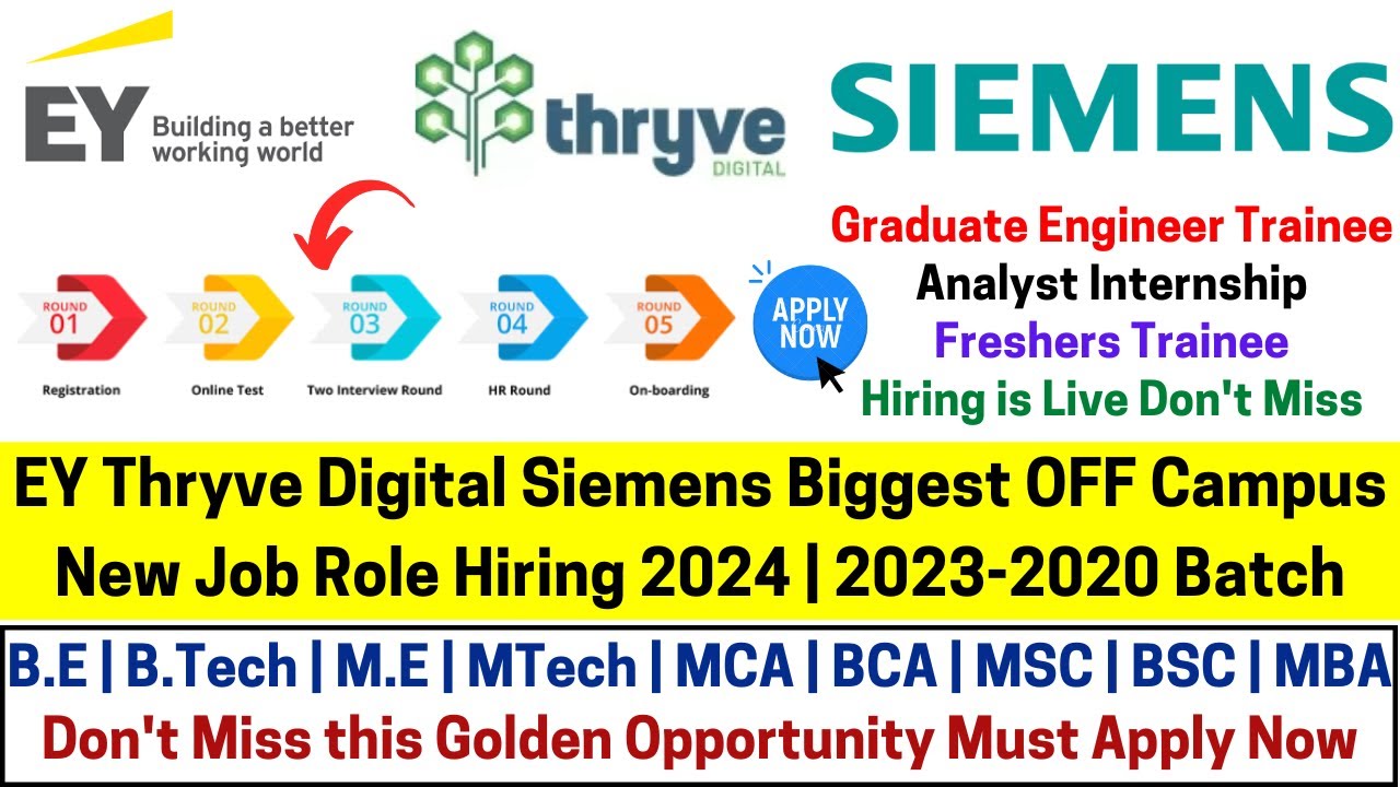 EY, Thryve Digital & Siemens OFF Campus New Role Hiring 2024 | 2023 ...