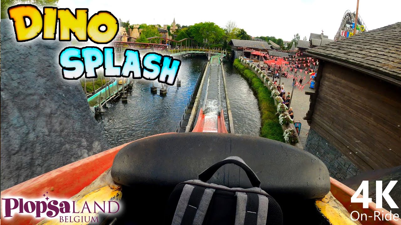 Dino Splash - 4K On-Ride - Plopsaland Belgium - Mack Rides Log Flume - POV