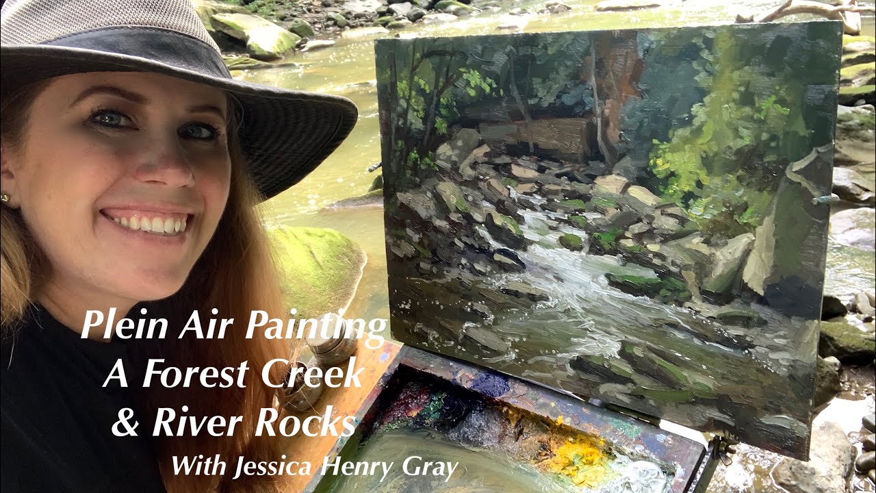 Plein Air Painting a Forest Creek and River Rocks