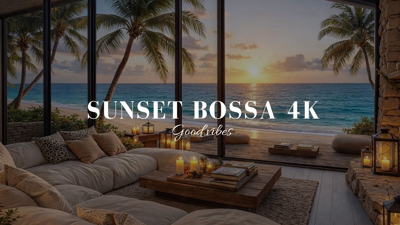 4H Relaxing Bossa Nova 🌴🌅 Sunset Louge 4K | Ocean Lounge Ambience