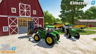 Farming Simulator 22🔸Elmcreek #01🔸Starting a NEW Farm. Harvesting Wheat & Oat. Plowing & Liming🔸4K