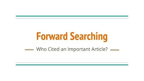 Forward Searching