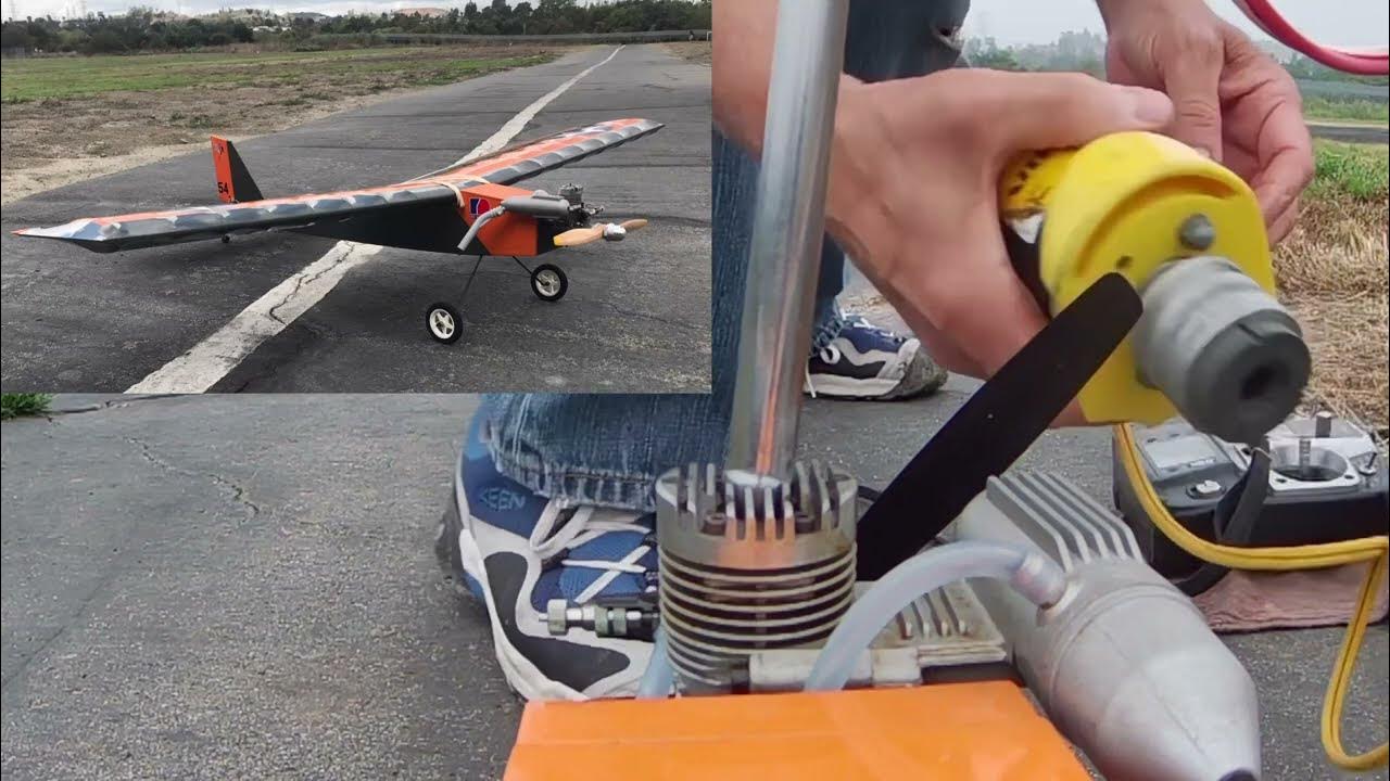 OS Engines 25 FP glow engine, vintage rc plane, takeoff and landing