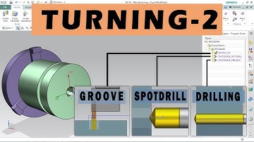 NX CAM -Turning Operation - 4)Groove 5)Spot drill 6)Drill