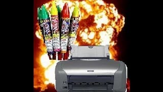 BLOWING UP A PRINTER WITH A HUGE ROCKET FIREWORK!!!
