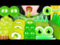 ASMR GREEN DESSERTS *SLIME JELLY, GREEN TEA CAKE, NIK-L-NIP WAX BOTTLE, GUMMY EATING SOUNDS MUKBANG