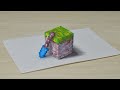 Как нарисовать 3Д Рисунок Куб из Майнкрафта  / Drawing 3D cube minecraft