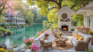 Cozy Spring Ambience in Lakeside Porch 🌿 Relaxing Piano Music and Fireplace for Peaceful Vibes screenshot 5