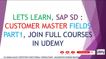 LETS LEARN, SAP SD : CUSTOMER MASTER FIELDS PART1, JOIN FULL COURSES IN UDEMY