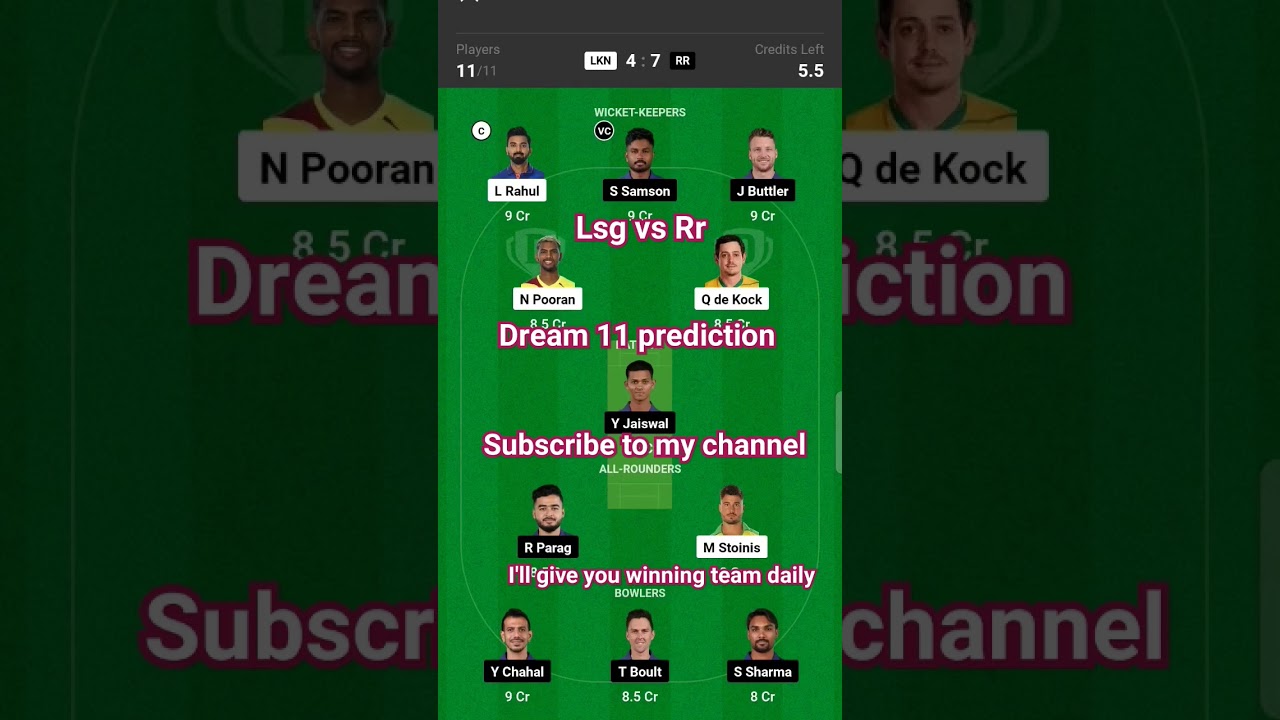 Lsg vs RR Dream 11 prediction 