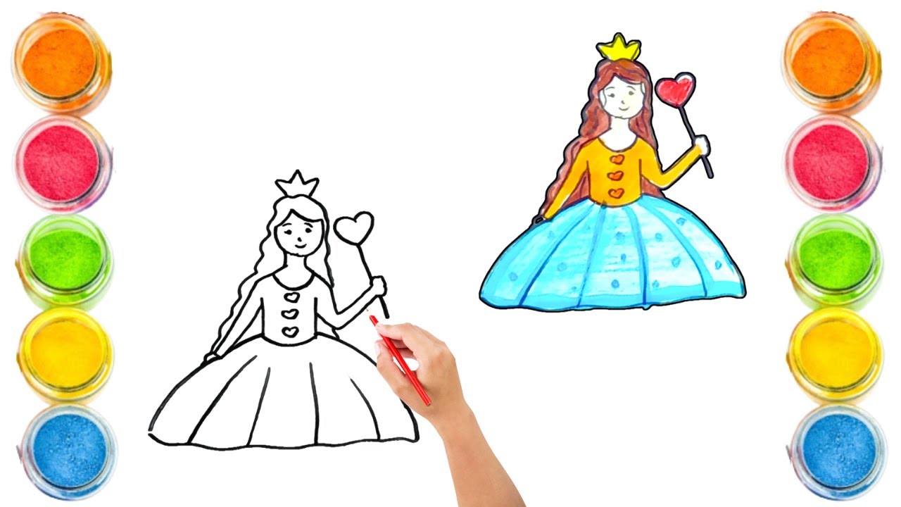 How To Draw cute Princess Drawing, Painting & Coloring For Kids and Toddlers_ Child Art🌈🎨