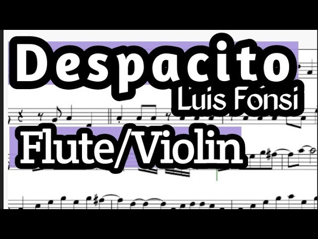 Despacito Flute or Violin Sheet Music Backing Track Play Along Partitura class=