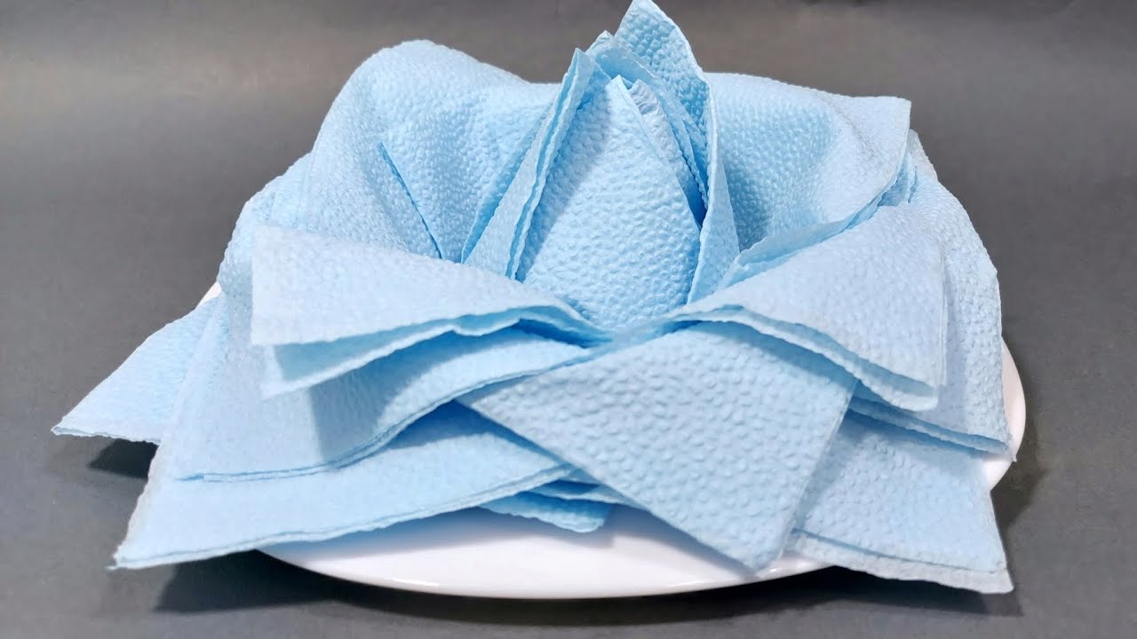 BLUE ROSE FROM PAPER NAPKINS DECORATION ON THE TABLE YouTube
