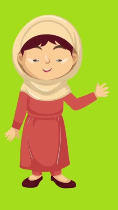 Little Girl with Hijab Animation Green Screen