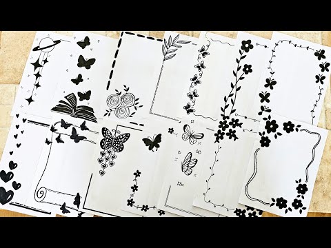20 black Beautiful Project Border Designs / Front page for Assignment &Notebook /Art Amateur