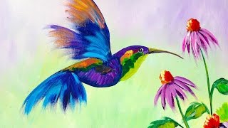 Beginner Learn to Paint A HummingBird and Flower | TheArtSherpa