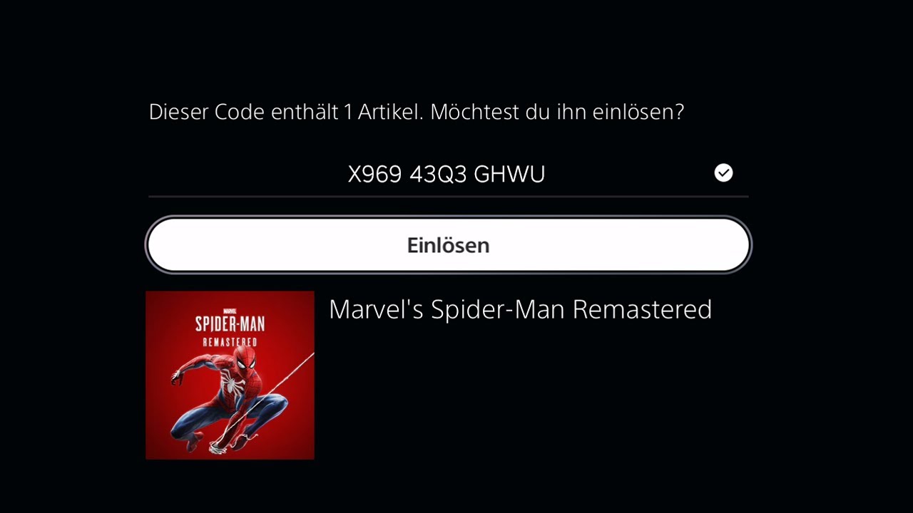 PS5: Spiele Codes eingeben (Spider Man Remastered auf Playstation 5 im ...
