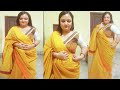 How to wear short length linen saree  modern and classy saree draping ultra low waist saree draping