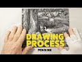 Process of Pen and Ink Drawing on Scratchboard of Lafayette Park, St. Louis, MO thumbnail